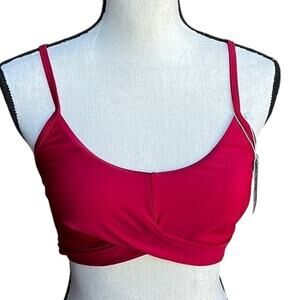 Summer Mae Red Criss Cross Maternity Self Tie Bandage Bikini Top Size Small NWT
